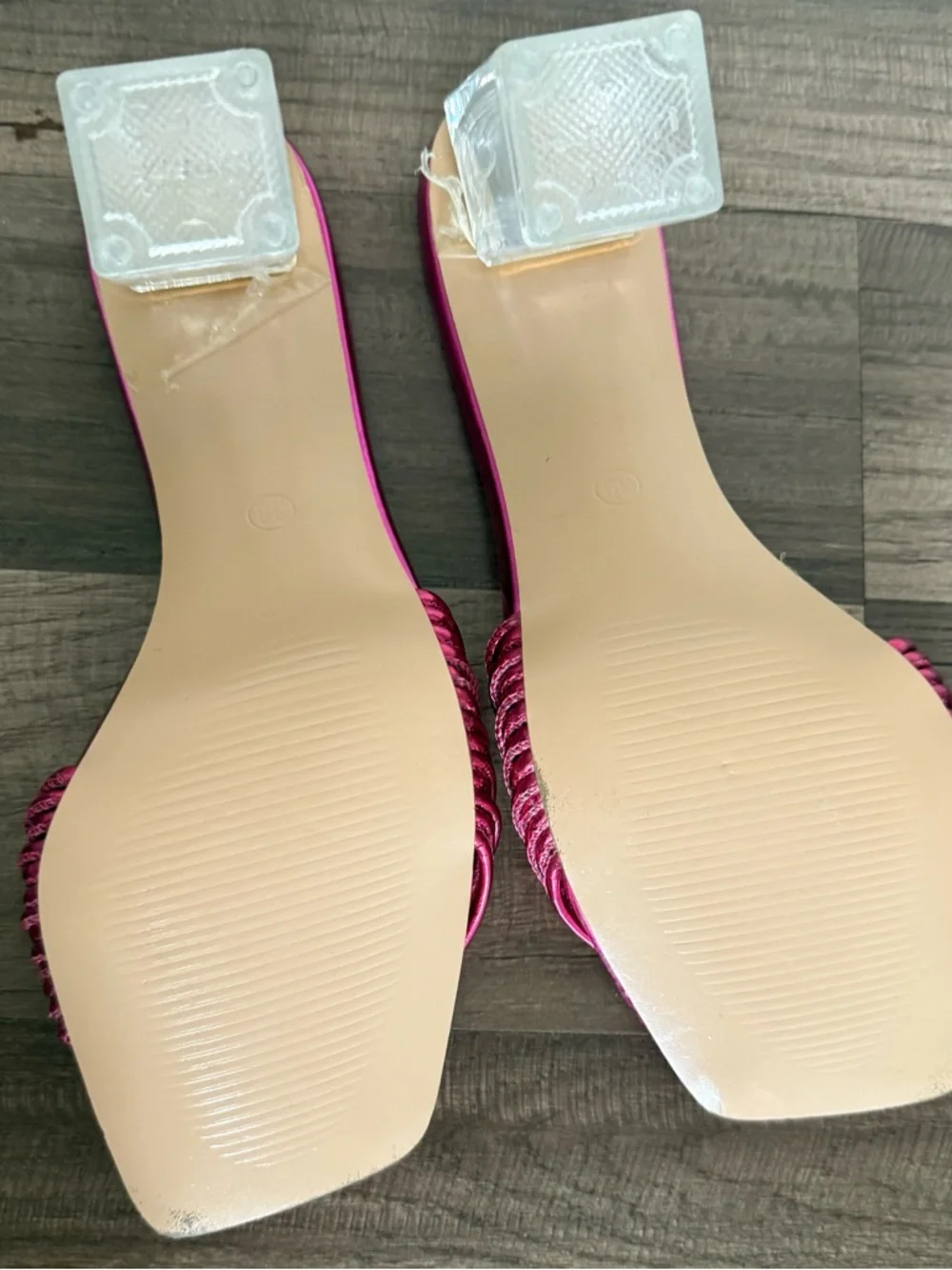 SHEIN Metallic Hot Pink Ruched Square-Toe Slide Mules - Picture 9 of 11